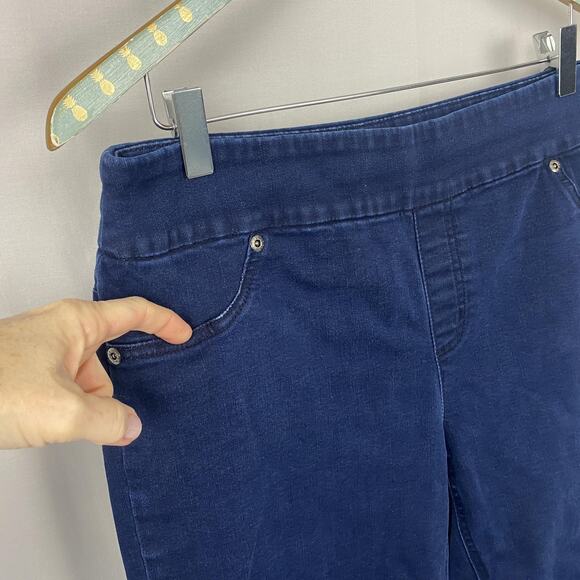 Chico's Perfect Stretch Jeans 1.5 US 10 Ankle Crop Dark Wash Blue Pull On 33x26 - Picture 2 of 15